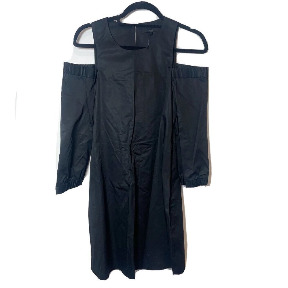 Tibi New York Womens Cold Shoulder Sleeve Shift Dress Black 4 Elastic Cuff